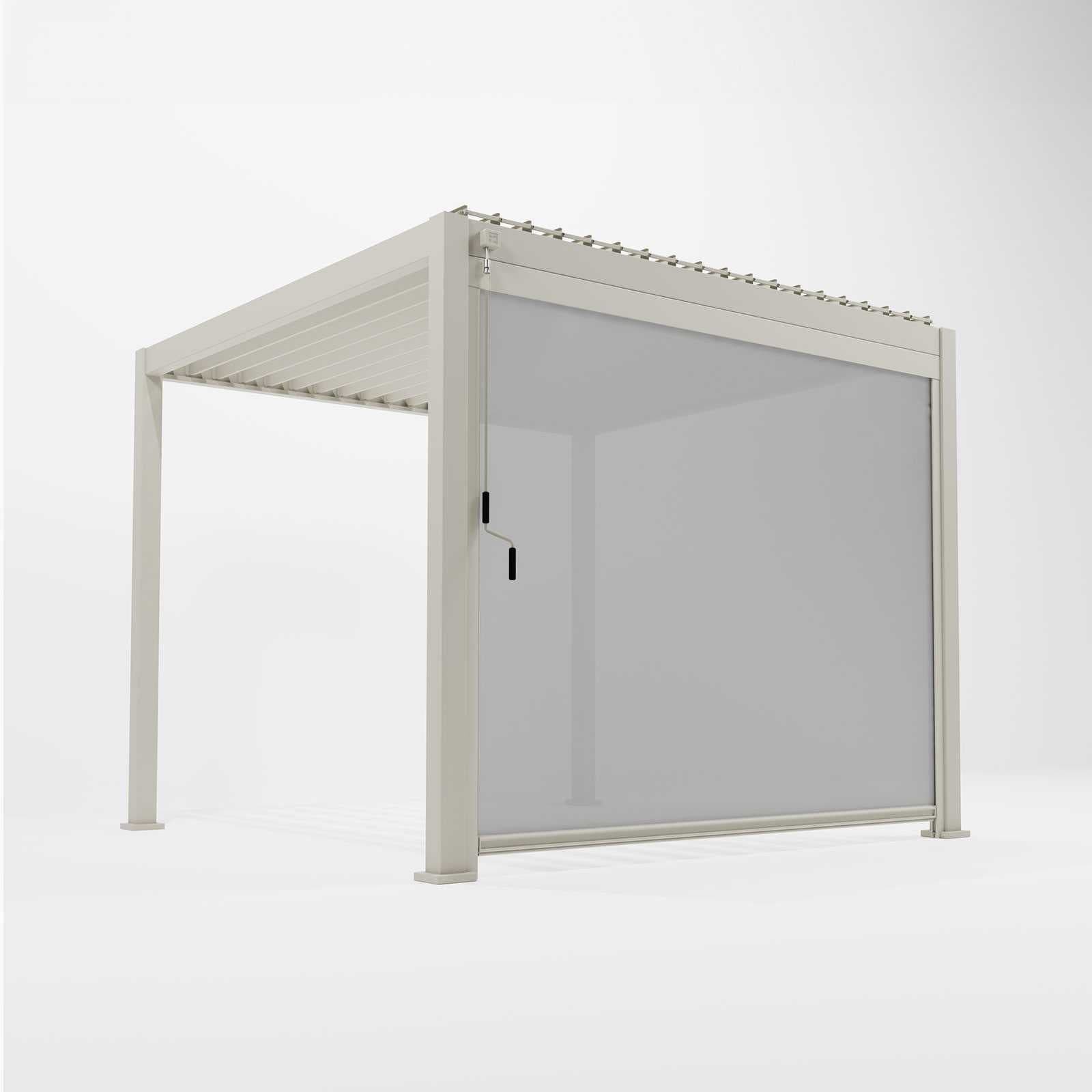 Retractable screens and glass panels adding flexibility to a pergola
